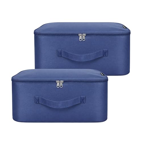 Image of Storite 2 Pack Mini Nylon Storage Bag, Blue, 30x27x13 cm | Zip Closure, Foldable, Multipurpose Organizer, Portable Utility Bag