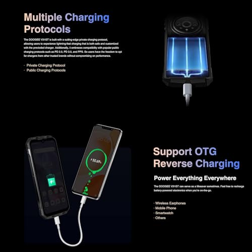 Image of DOOGEE India Gadgets V31GT 5G Rugged Android Mobile Phone: 12Gb + 256Gb: 50MP + 24MP Night Vision + Thermal Camera: 6.58 inch FHD+ Display: 10800mAh Battery with 66W Fast Charging (Moonlight Silver)