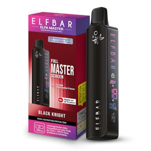 ELFA MASTER I kein Liquid kein Nikotin enthalten I 850 mAh Akku Kit I USB-C Schnellladung MTL/RDL (Black Knight)