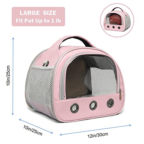 Guinea Pig Carrier With Shoulder Strap, Qozabualy Portable Small Pet Bird Hamster Squirrel Carrier, Guinea Pig Hideout Travel Cage Outdoor Handbag Parrot Rabbit Hedgehog Kitten Puppy Carrier(Pink) #TOP1