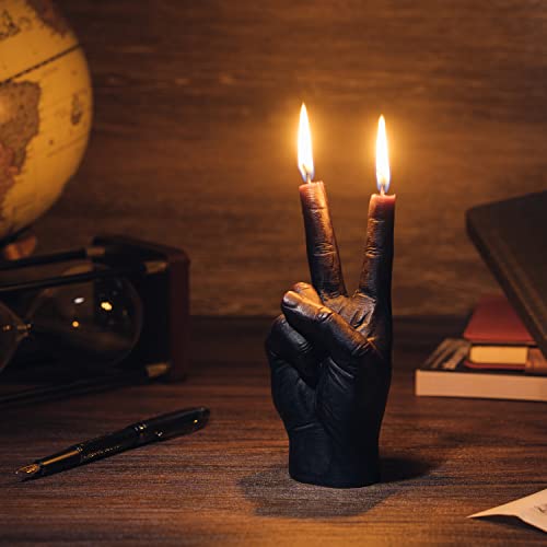 Estatua de Mano en Señal de Paz 6.7 in Negro miniatura 5