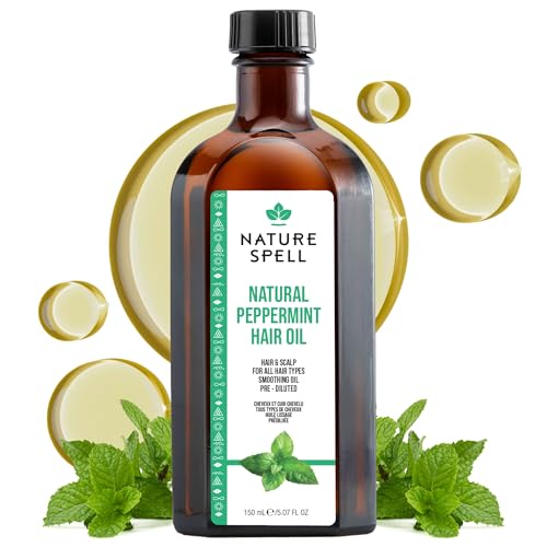 Nature Spell Aceite De Menta Para Cabello Y Cuero Cabelludo, Aceite Pre-Diluido Refrescante, Revitaliza Raíces Y Fortalece Fibras, Todo Tipo De Cabello, Vegano, 150 ml