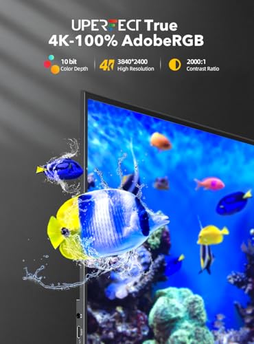 Image of UPERFECT True 4K Portable Monitor QLED, 15.6 inch 600 Nits Laptop Monitor, 100% AdobeRGB, UHD 3840x2400 USB-C & MINI HDMI w /Smart Case, HDR FreeSync Eye Care, Travel Screen for Computer, PC, Game Consoles