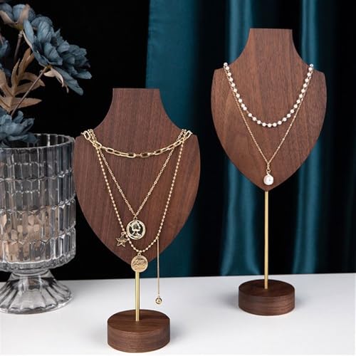 Porte bijoux en noyer demi-forme grand modèle pour collier