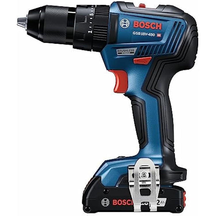 Bosch GSB18V-490B12 18V EC Brushless 1/2 In. Hammer Drill/Driver Kit with (1) 2 Ah Standard Power Battery