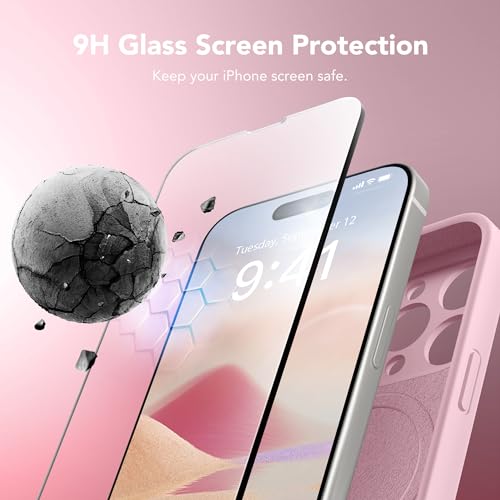 SuydanBox Magnetic for iPhone 15 Pro Case, Compatible with MagSafe, [Full Camera Protection][Screen Protector] Silicone Shockproof Protective Phone Case for iPhone 15 Pro 6.1", Chalk Pink by SuydanBox - Image 3