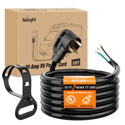 Image of Nilight 30 Amp 10FT RV Replacement Power Cord 3-Prong Extension Cable