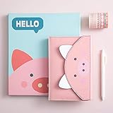 Agenda creativa Cuaderno Diario Diario Cuadrícula Páginas Planificador diario mensual Registro de vida Bloc de notas con bolígrafo Papelería escolar Regalos A6 Rosa