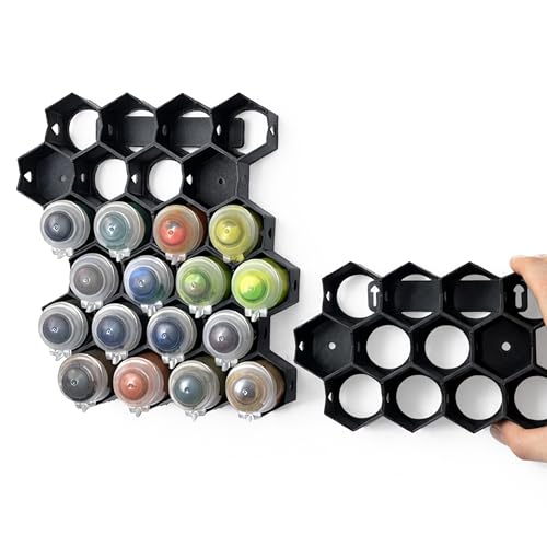 Fat Dwarf - Wall Mount Paint Rack for 32mm Paint Pots Fits Warhammer Citadel Paints Miniature Hobby Storage Rack with 12 Slots Space Saving Wargaming Paint Organiser