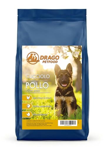 DRAGO PETFOOD - Pienso para cachorros (Puppy) - Pollo con arroz - Crecimiento saludable y soporte inmunológico - Bolsa de 1,5 kg