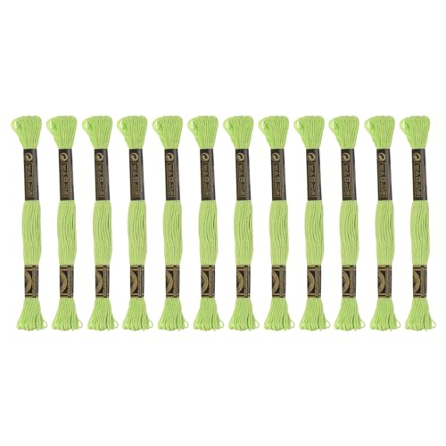 Image of HARFINGTON 12 Skeins Embroidery Floss 8.75yds(8m) Egyptian Long-Staple Cotton Cross Stitch Thread for Sewing DIY Bracelet Yarn String and Crafts, Dark Green(6016)