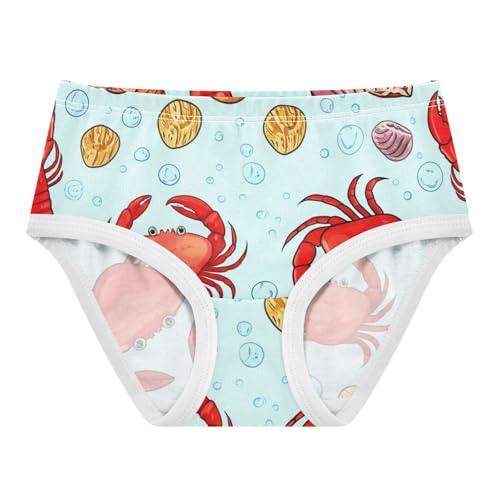Girls Underwear Toddlers 2t Cotton Cute Panties Girl Animal Undies Kids Briefs Cartoon Red Crabs Light Blue