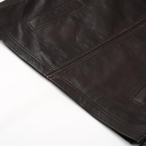 Image of Isaac & David Chicago Men's New Black /Brown Lambskin Leather Classic Open Bottom Jacket Motorcycle Vintage Racing Jacket