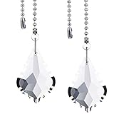 Hestya 2 Sets Clear Crystal Pull Chain Extension with Connector for Ceiling Light Fan Chain, 1 Meter Length Each (Style C)