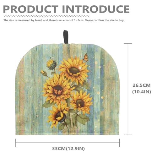 Image of Hudotybom Wood Sunflower Tea Cozy for Teapot Insulated Large Teapot Cover to Keep Warm Tea Kettle Cover Machine Washable Coffee Pot Cloth Covers Kitchen Home Decorations for Housewife Mom