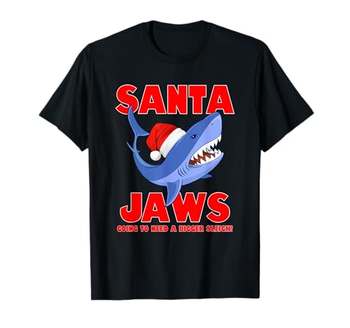 Santa Jaws tiburón Navidad divertido diseño Camiseta
