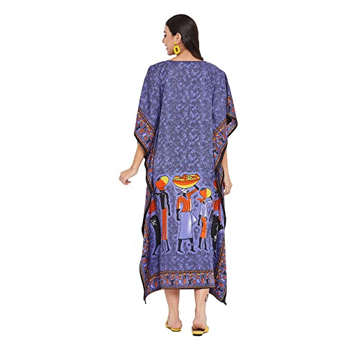 Image of Oussum Women Plus Size Kaftan Kimono Loose Maxi summer dresses for women Beach 3 /4 Sleeve Casual lounge dress Boho