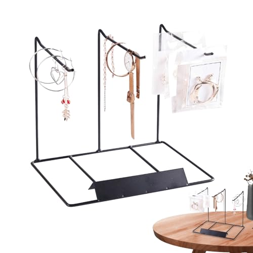 Soporte para joyas, organizador de anillos, organizador de joyas estético, negro, decorativo, aretes, collares, pulseras, estante de almacenamiento para tocador, tocador, mesa, dormitorio, hogar