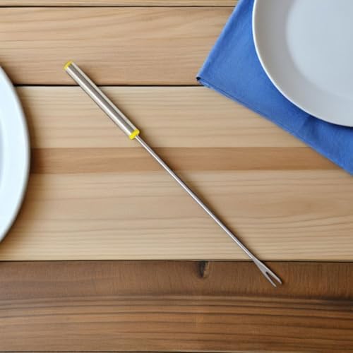 JECOMPRIS 12pcs Stainless Steel Fondue Forks for Hot Pot and Fruit with Heat-resistant Wood Handle, Heavy Duty Cheese Fondue Sticks for Outdoor Barbecue and Easy to Clean - 3