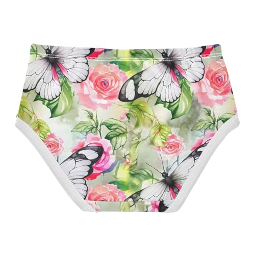 Floral Butterflies Wings Pink Green Cute Panties Girl Girls Underwear Toddler Cotton Fun Briefs Kids Undies 2t2
