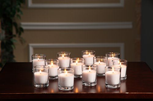 Hosley's Set Of 12 Ivory Unscented Clear Glass Wax Filled Votive Candles, 12 Hour Burn Time. Glass Votive & Hand Poured Candle Included, Ideal For Aromatherapy, Weddings, Party Favors O1 #TOP6