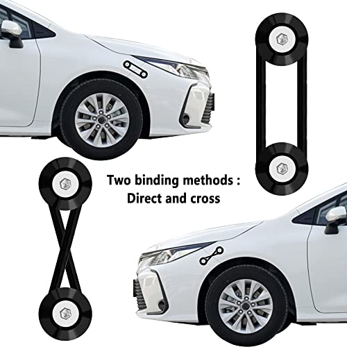 Bumper Quick Release Fastener Kit(Aluminum Bumper Quick Release Tabs&Bumper Quick Release Bands）Universal Automotive Body Parts&Trim Compatible With Dodge,Honda,Toyota Front Rear Bumper (Black) #TOP3