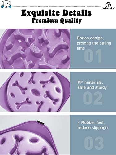 Slow Feeder Dog Bowls For Large Dogs,Slow Eating Dog Bowl Medium/Large Breed Dog Slow Feeder Anti-Choking Slow Feeder Bowl,Taro Purple #TOP4