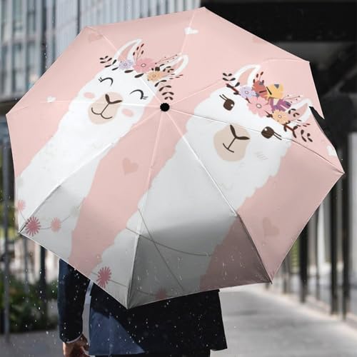 Parapluie pliable coupe-vent motif lama imperméable et robuste - 6