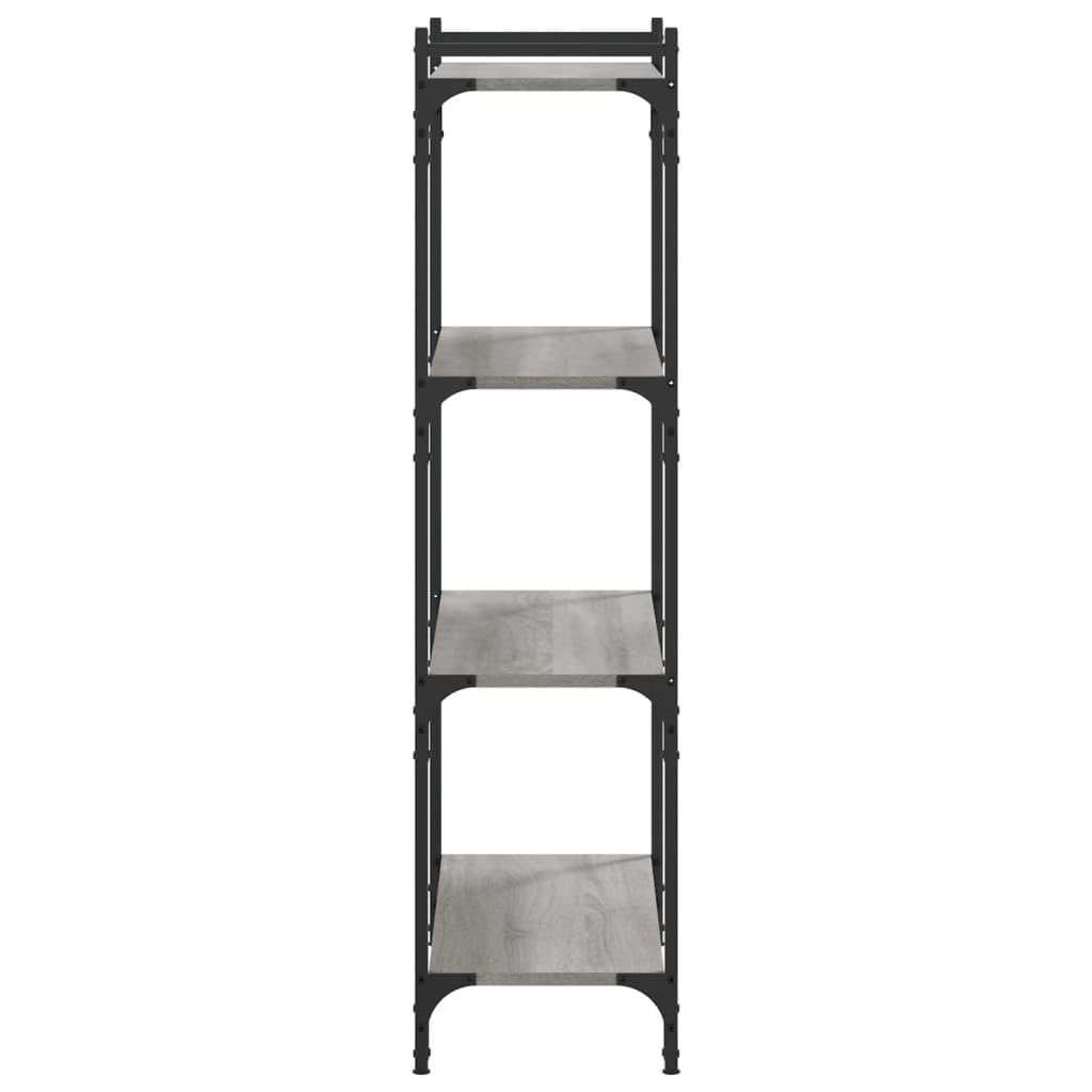 Homgoday Regał na książki, 4 półki, stojący, biurowy, magazynowy, do przechowywania, regulowane nogi, do salonu, gabinetu, biura, szary, Sonoma, 80 x 30 x 120 cm, materiał drewnopochodny
