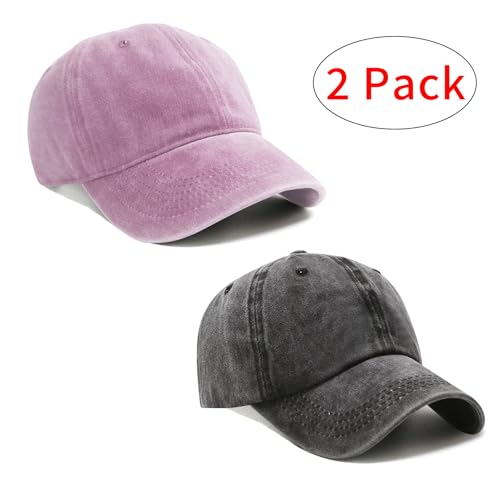 Image of PFFY 2 Packs Vintage Washed Distressed Baseball Cap Golf Dad Hat for Men Women