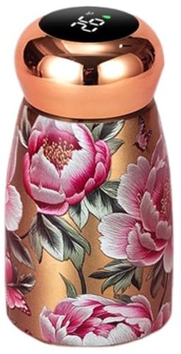 Mikuzo レトロなマッシュルームカップ、インテリジェントな温度表示、セラミックライナーとステンレススチールボディを備えた断熱カップ、230mlポータブルデザイン、漏れ防止、保温・保冷、キャンプ、旅行、学校、アウトドア活動に最適、手で注ぐコーヒー可能、軽