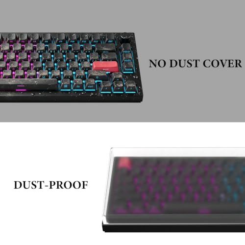 Image of Geekria 75% 84-Key Knob Keyboard Dust Cover, Acrylic Keypads Cover, Compatible with Keychron Q1 HE /Max /Pro / V1 / V1 Max /Aula F75 Pro, F75 (Frosted)