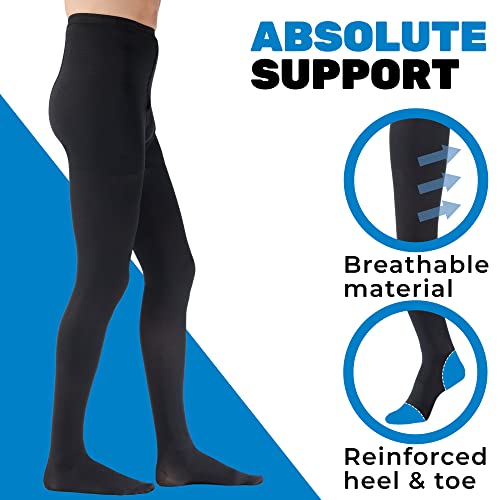 ABSOLUTE SUPPORT Made in USA - Opaque Compression Tights for Men 20-30mmHg | For Lymphedema, Arthritis, Embolism, Pain Relief - Beige, Large - A234BL3