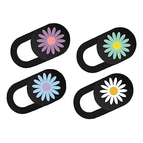 HOMOCONO 4個デイジーパターン スライド式ノートパソコンカメラカバープライバシーシールド ウェブカメラ保護ステッカー タブレット対応