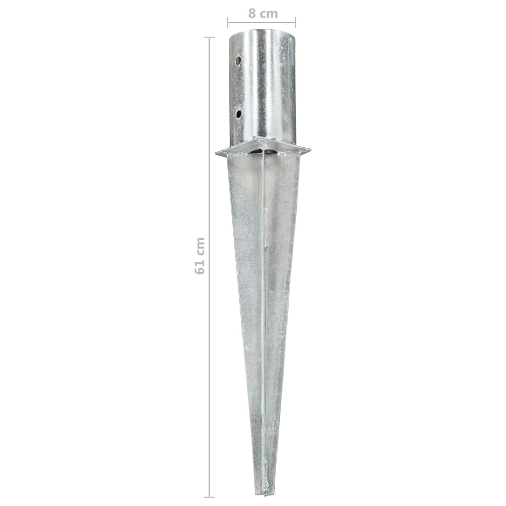 Estacas de acero galvanizado 6 unidades 8 x 61 cm plateadas con agujeros preperforados para un anclaje seguro para valla de jardín, cenador, sombrilla y montaje en invernadero