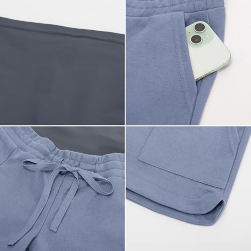 Womens Maternity Summer Casual Shorts Comfy High Waisted Lounge Shorts Drawstring Stretchy Comfy Shorts with Pockets Misty Blue XXL — view 3
