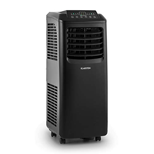Klarstein Pure Blizzard 3 2G - Aire acondicionado portátil, Clase A, Ventilador, Deshumidificador, 3 en 1, 7.000 BTU/h, 808 W, Programable, Mando a distancia, Pantalla LED, 30 x 76 x 31 cm, Negro