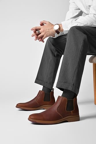 Image of ArcBrothers Men's Chelsea Boots, Relaxed Fit Roomy Toe Box Design, Premium Leather Slip-on Ankle Boots, All-Day Comfort