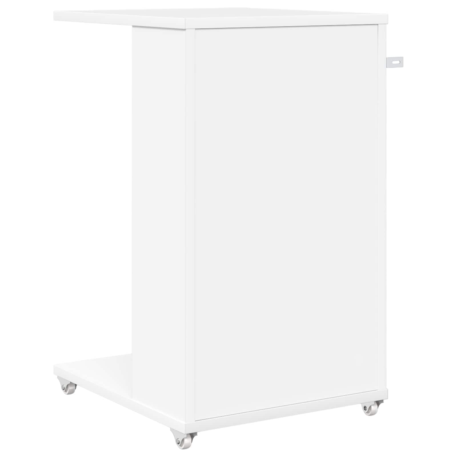 Mesa auxiliar blanca de madera con 4 ruedas, 40 x 35 x 60 cm, para salón, dormitorio, pasillo, balcón, oficina, sofá y cama con diseño moderno