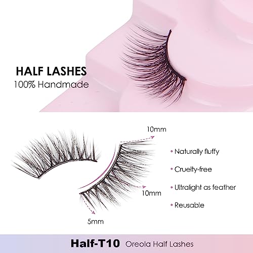Oreola False Eyelashes 10 works Half Lashes Natural Cat Eye Lashes Wispy Corner Eyelashes Natural Handmade Reusable - Image 4