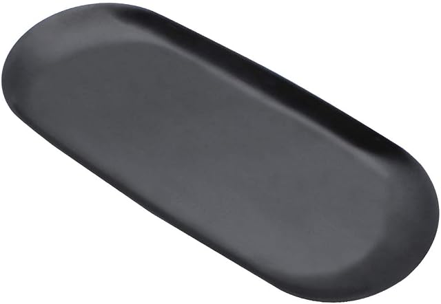 ZXShow Stainless Steel Storage Tray Delicately Oval Towel Tray Storage Organizer Trays Dish Plate Trinket Storage Tray Jewelry Organizer Display for Closets Dressers Bathroom Vanity - Black