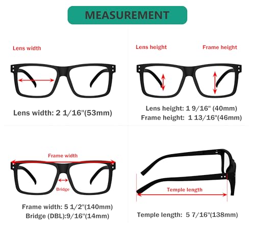 Eyekepper 5-pak oversize okulary do czytania z dużą kwadratową oprawką dla kobiet i mężczyzn - 3 x czarne + 2 x czarno-przezroczyste +0,50