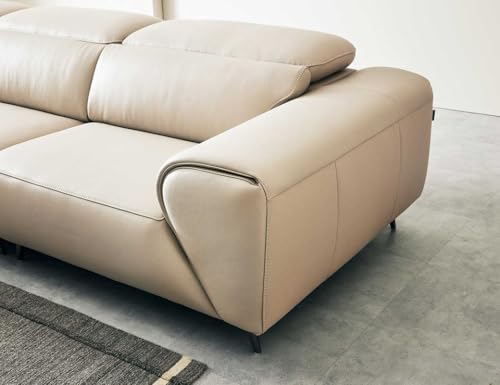 Image of Fabrique Shopzilla Leatherette 4 Seater with Puffy Moden Design Light Cream Sofa Set with Moveable Headrest | Comfortable Furniture for Home Office & Living Room | Easy to Move Stainless Steel Legs