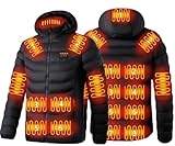 Genérico Chaqueta Calefactable Hombre Mujer, 19 Zonas Abrigo Calefacción con Capucha, Temperaturas Regulable Chaqueta Térmica Impermeable para Invierno al Aire Libre(Black,XXL)