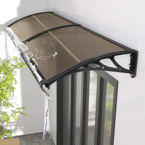 Auvent de porte noir 60x100 cm imperméable et anti-UV pour l'entrée de maison