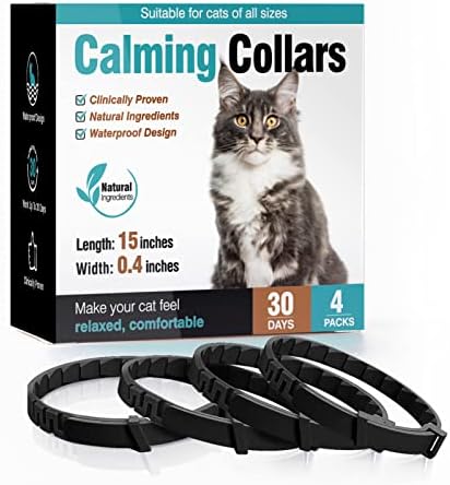 Calming Collar for Cats 4 Pack Calming Cat Collars Anxiety Relief Lasts 30 Days Pheromone Collar for Cats Adjustable Appeasing Calming Collar For Kitten Kitty Calm Collar Cat Make Comfortable Relaxed