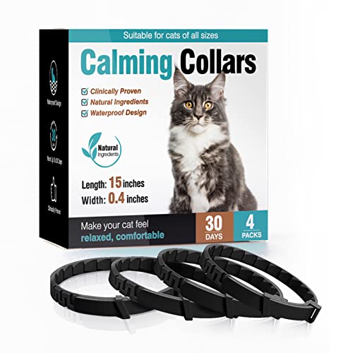 Calming Collar For Cats 4 Pack Calming Cat Collars Anxiety Relief Lasts 30 Days Pheromone Collar For Cats Adjustable Appeasing Calming Collar For Kitten Kitty Calm Collar Cat Make Comfortable Relaxed #TOP22