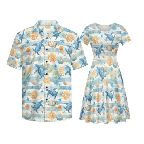 Image of AFPANQZ Couple Matching Outfit Casual Men's Button Down Shirt or Short Sleeve Summer Sundresses Dresses for Women 2026