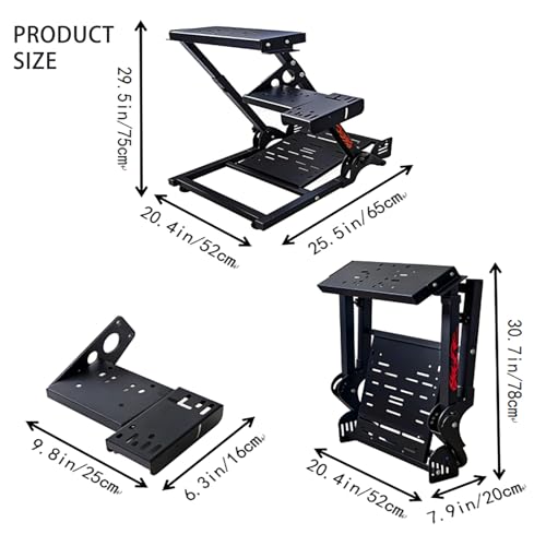 Qvwzd Racing Wheel Stand Foldable Height Adjustable Steering Wheel Stand Portable Racing Simulator Cockpit Metal Frame Universal Fit for Logitech G29 G920 G923 G27 G25 Thrustmaster T300RS T248 T150 T500 Xbox PS4 PS5 PC Square Tube Stand by QVWZD - Image 4