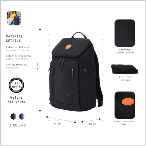Image of Teleport Travel Backpack & Rucksack | Fits 15.6 Inch Laptop | 29L Water-Resistant Aerology Nylon Daypack with Luggage Strap & Bottle Pocket